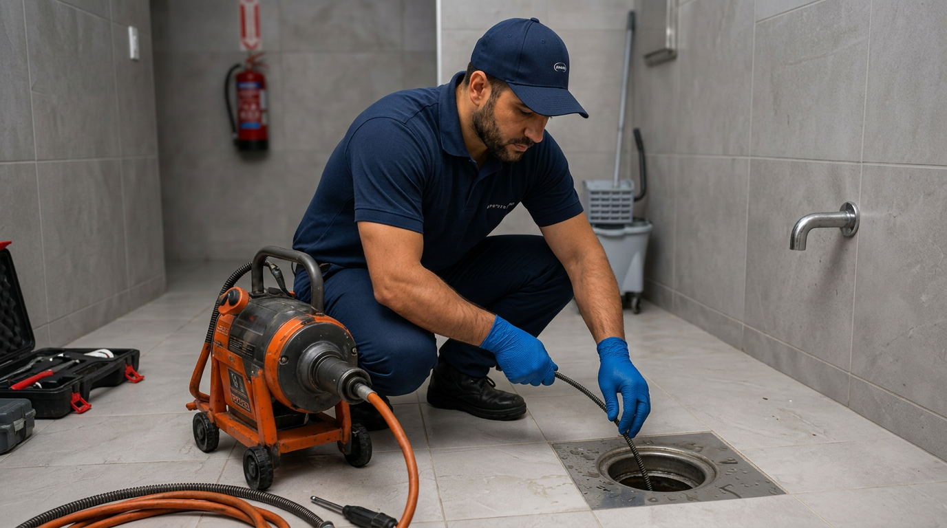 Técnico realizando desentupimento com hidrojateamento em Belo Horizonte